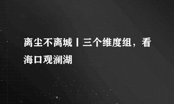 离尘不离城丨三个维度组，看海口观澜湖