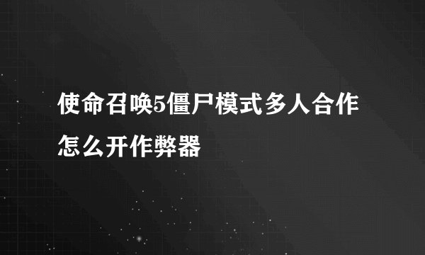 使命召唤5僵尸模式多人合作怎么开作弊器