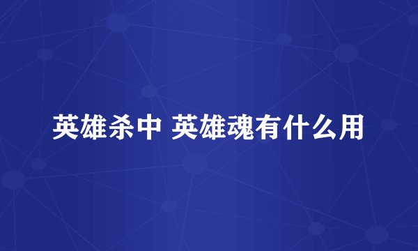 英雄杀中 英雄魂有什么用