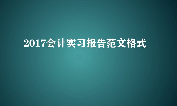 2017会计实习报告范文格式