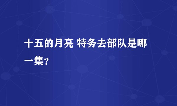十五的月亮 特务去部队是哪一集？