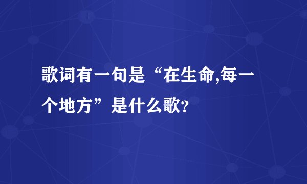 歌词有一句是“在生命,每一个地方”是什么歌？