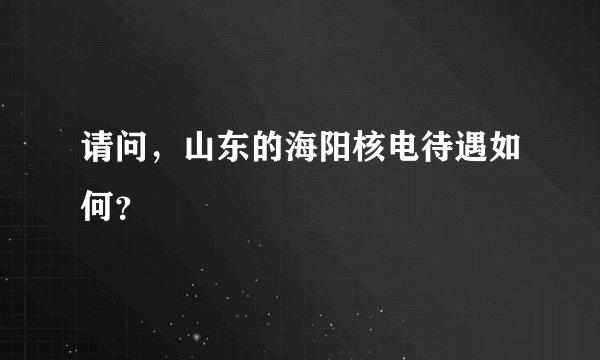 请问，山东的海阳核电待遇如何？