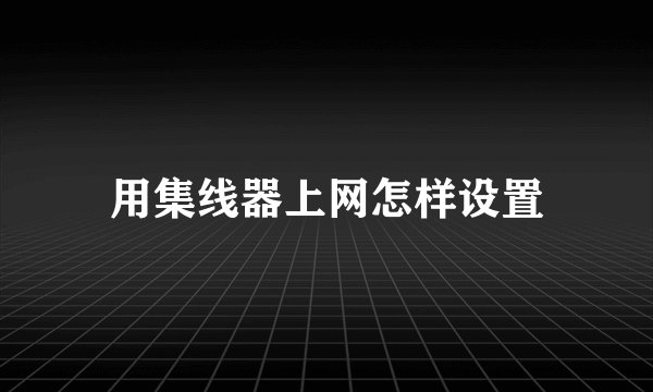 用集线器上网怎样设置