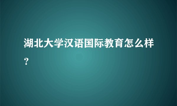 湖北大学汉语国际教育怎么样?