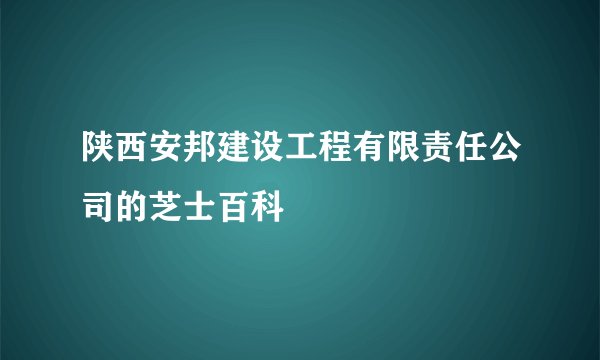 陕西安邦建设工程有限责任公司的芝士百科