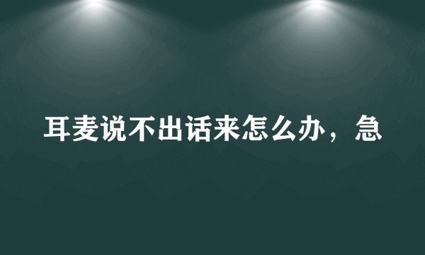 耳麦说不出话来怎么办，急