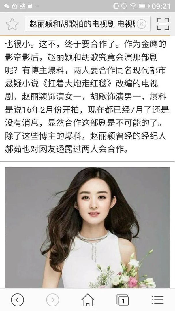赵丽颖和胡歌合作过吗？
