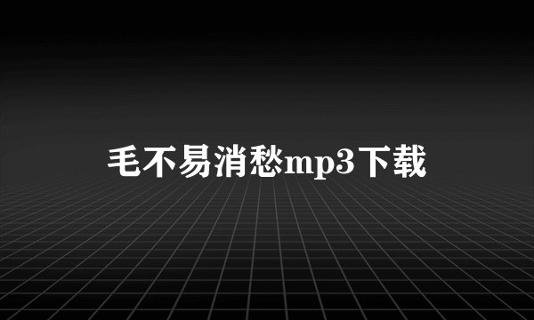 毛不易消愁mp3下载