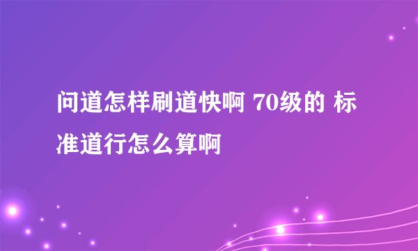问道怎样刷道快啊 70级的 标准道行怎么算啊