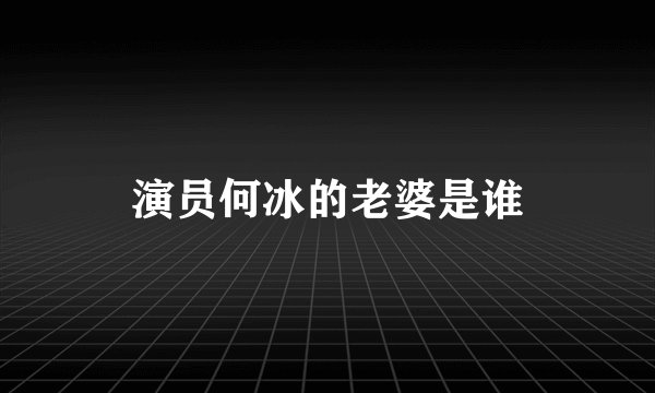 演员何冰的老婆是谁
