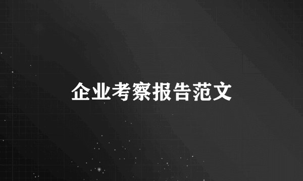 企业考察报告范文