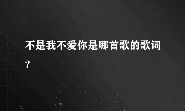 不是我不爱你是哪首歌的歌词？