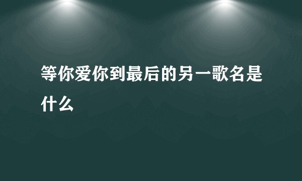 等你爱你到最后的另一歌名是什么