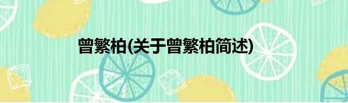 曾繁柏(关于曾繁柏简述)