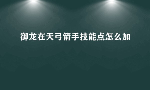 御龙在天弓箭手技能点怎么加