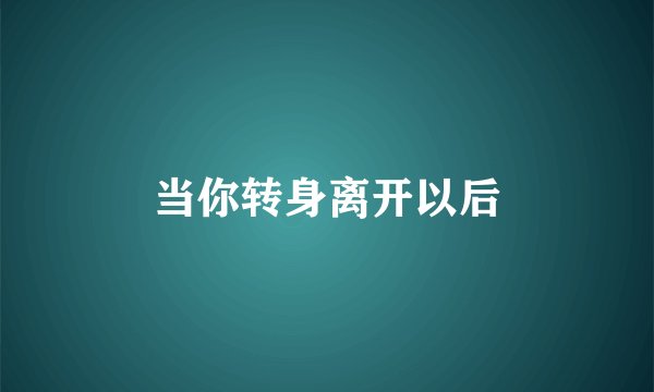 当你转身离开以后