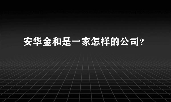 安华金和是一家怎样的公司?