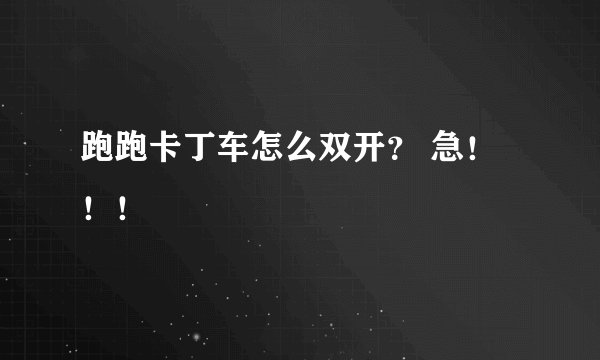 跑跑卡丁车怎么双开？ 急！！！