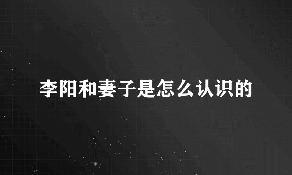 李阳和妻子是怎么认识的