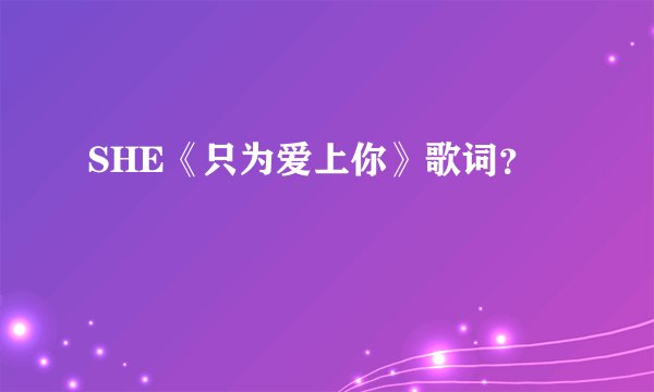 SHE《只为爱上你》歌词?