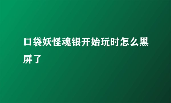 口袋妖怪魂银开始玩时怎么黑屏了