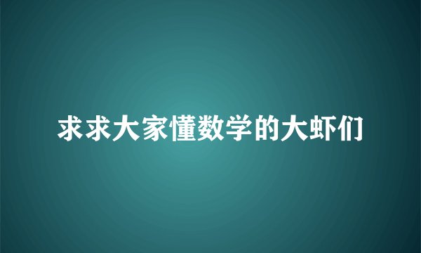 求求大家懂数学的大虾们