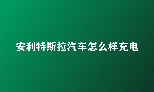 安利特斯拉汽车怎么样充电