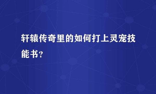 轩辕传奇里的如何打上灵宠技能书？