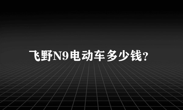 飞野N9电动车多少钱？