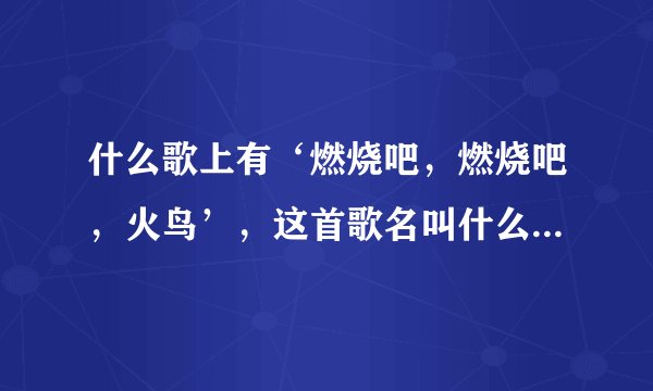 什么歌上有‘燃烧吧,燃烧吧,火鸟’,这首歌名叫什么麻烦告诉我
