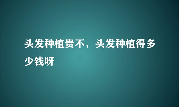 头发种植贵不，头发种植得多少钱呀