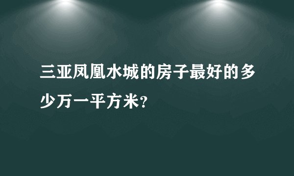 三亚凤凰水城的房子最好的多少万一平方米？