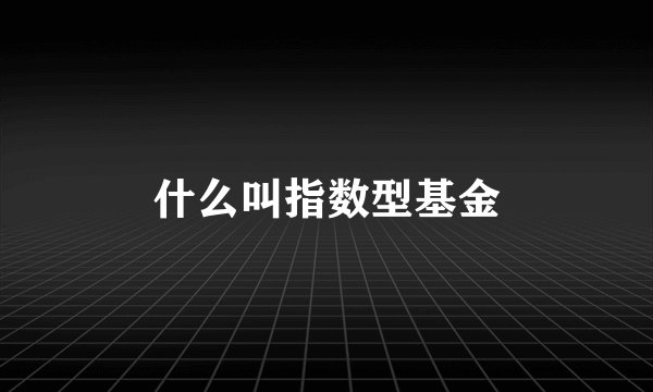 什么叫指数型基金