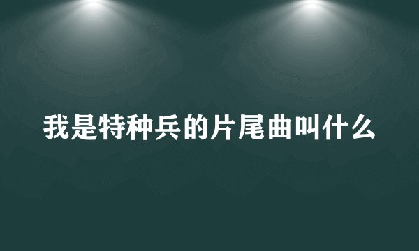 我是特种兵的片尾曲叫什么