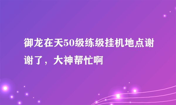 御龙在天50级练级挂机地点谢谢了，大神帮忙啊