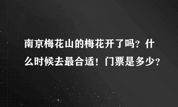南京梅花山的梅花开了吗?什么时候去最合适!门票是多少?