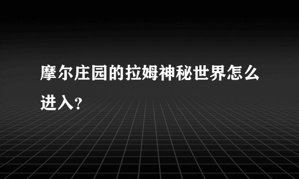 摩尔庄园的拉姆神秘世界怎么进入？