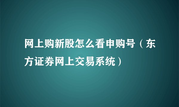 网上购新股怎么看申购号（东方证券网上交易系统）