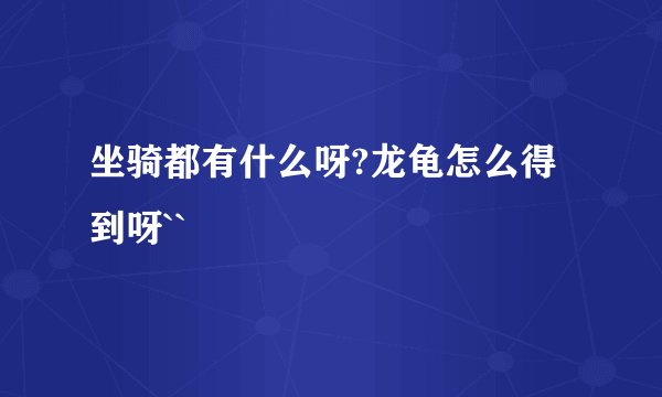 坐骑都有什么呀?龙龟怎么得到呀``