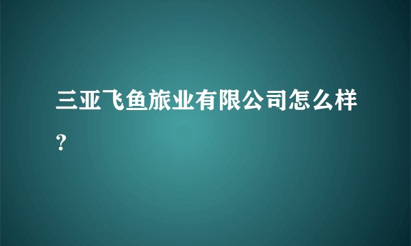三亚飞鱼旅业有限公司怎么样？