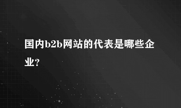 国内b2b网站的代表是哪些企业？