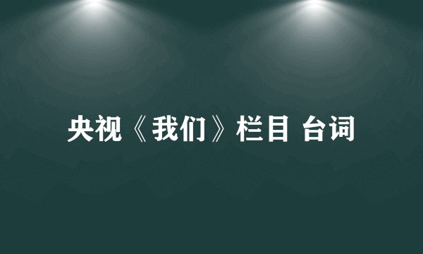 央视《我们》栏目 台词