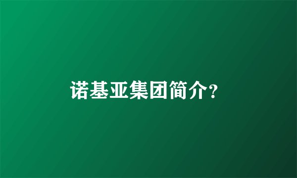 诺基亚集团简介？