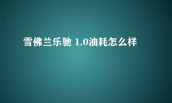 雪佛兰乐驰 1.0油耗怎么样