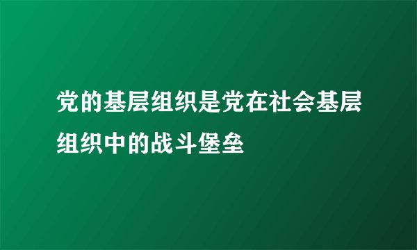 党的基层组织是党在社会基层组织中的战斗堡垒