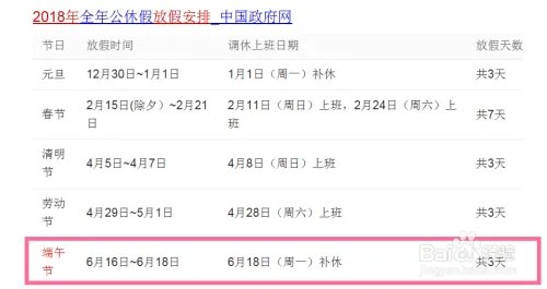 2018年端午节放假时间表期间高速公路不免费