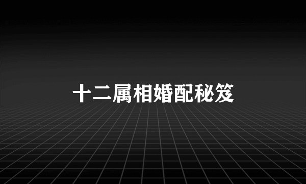 十二属相婚配秘笈