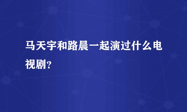 马天宇和路晨一起演过什么电视剧？
