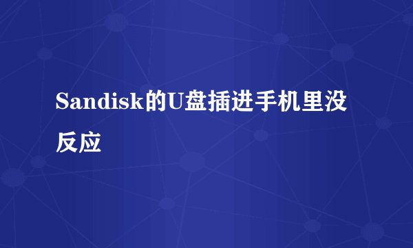 Sandisk的U盘插进手机里没反应